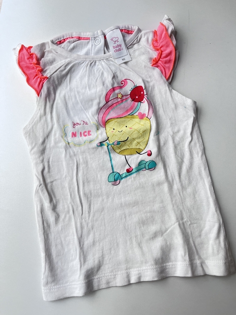 Remera mc blanca helado Baby club12m(40)