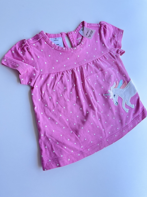 Remera rosa mc lunares Carters 12m(60)