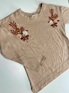 Remera ml beige flores borados Biscotti 5a(354) - comprar online