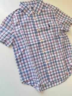 Camisa mc cuadros blanca y lila ralph lauren 4a(292)