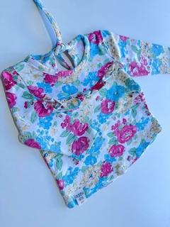 Remera ml celeste floreada Pandy 12m(147)