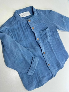Camisa celeste cuello mao boulevard 12m(150) - comprar online