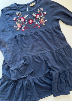 Vestido azul ml flores y volados cheeky 8a(278)