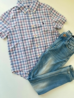 Camisa mc cuadros blanca y lila ralph lauren 4a(292) - comprar online