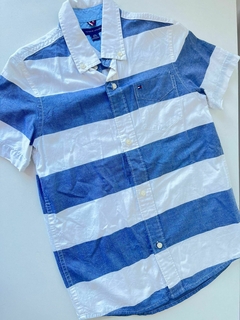 Camisa mc rayada blanco y azul Tommy hilfiger 6a(332)
