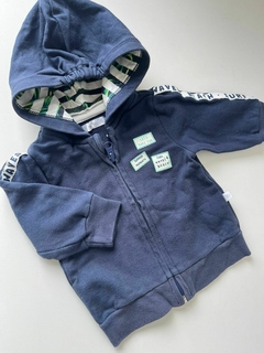 Campera azul algodon rustico con franja manga cheeky rn(255)