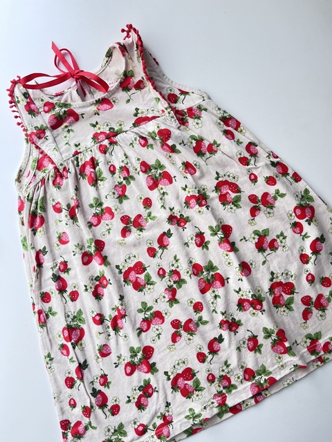 Vestido beige frutillas Akiabara t2a (85)