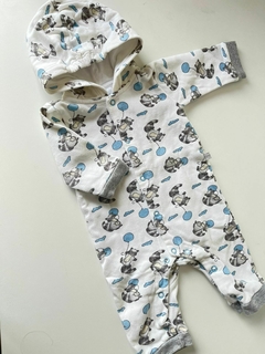 Enterito blanco de mapaches algodon con frisa cheeky 3-6m(230)