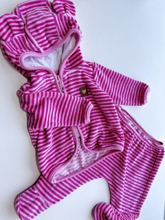 Conjunto Crayon de plush rosa a rayas 3m(127)