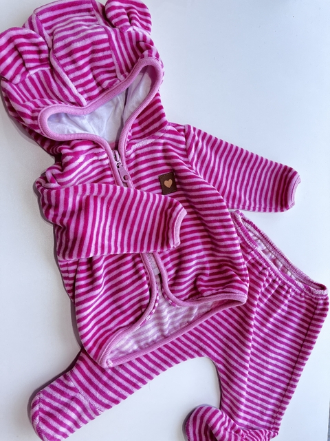 Conjunto Crayon de plush rosa a rayas 3m(127)