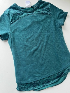 Remera verde jaspeada Decathlon t10/11 (310)