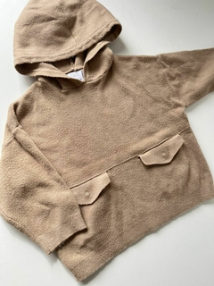 Sweter marron con capucha y bolsillo zara 12-18m(78)