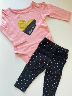 Duo body ml rosa mom y calza negra corazones carters 6m(255)