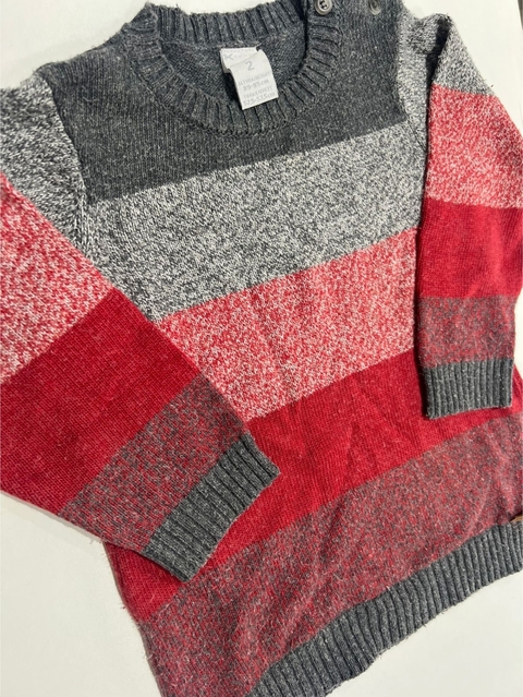 Sweater gris y rojo de hilo Cheeky T.2a (037) - comprar online