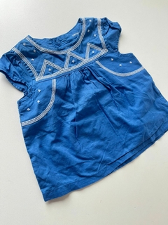 Vestido azul bordado blanco carters 3m(79)