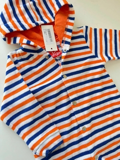 Enterito rayado naranja y azul toallon NUEVO grisino 9m(62) - comprar online