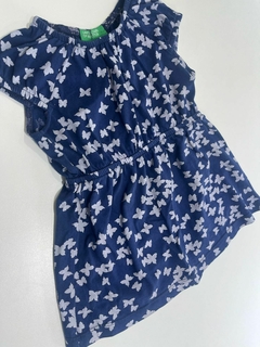 Vestido azul sin manga mariposas Benetton 9-12m(346) - comprar online