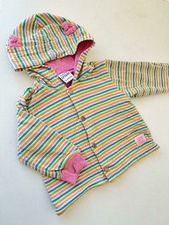 Abrigo rayado de colores grisino 3-6m(189)