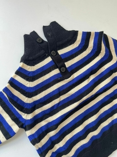 Saquito rayado azul y blanco cuello paula 6m(62) - comprar online