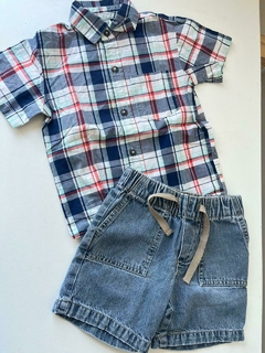 Camisa mc a cuadros rojo y azul Carters 2a(256)