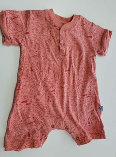 Romper de algodon salmon dibujos owoko 3m(233)
