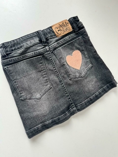 Pollera negra jean con corazon atras grisino 5/6a(152) - comprar online
