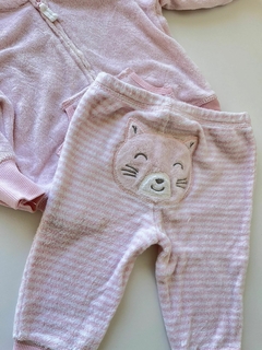 Duo rosa towel campera y pantalon gatito carters 6m(255) - comprar online