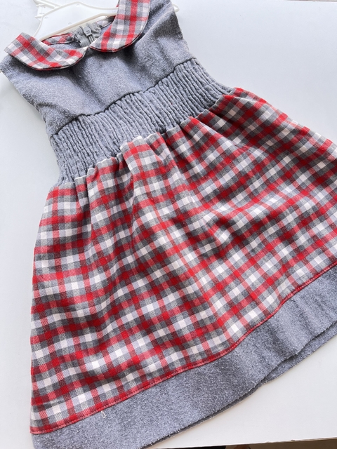 Vestido invierno gris y rojo importado t9-12m(11)