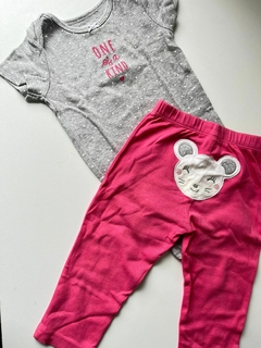 Duo 2 piezas gris lunares raton rosa carters 18m(305)