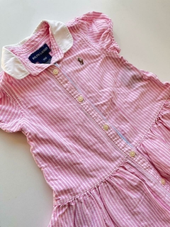 Vestido rayado rosa y blanco Ralph lauren 18m (219) - comprar online