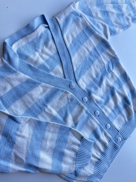 Cardigan rayado celeste de hilo 12m(131)