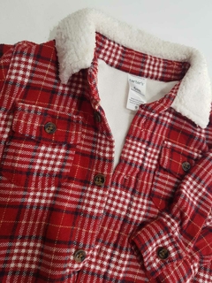 Camisaco cuadros rojo con corderito cuello carters 6m(254) en internet