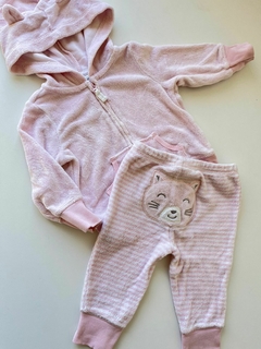 Duo rosa towel campera y pantalon gatito carters 6m(255)