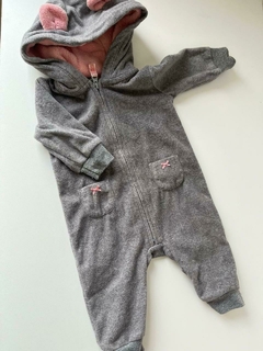 Enterito gris polar con capucha rosa carters 3m(255)