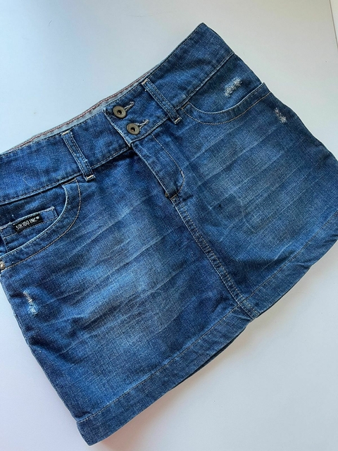 Pollera de jean azul solido inc 8a (280)