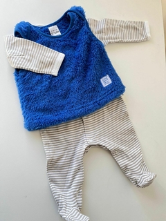 Chaleco azul peludito grisino rn (155) - comprar online