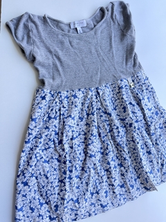 Vestido gris y azul floreado mc Kosiuko 6a(117)