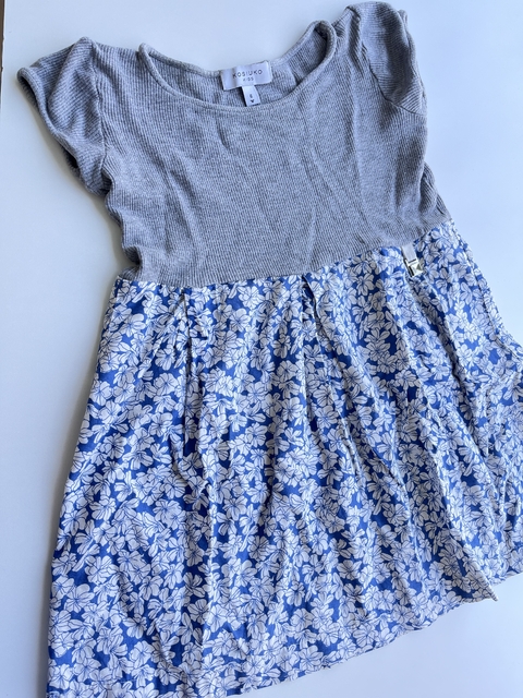 Vestido gris y azul floreado mc Kosiuko 6a(117)