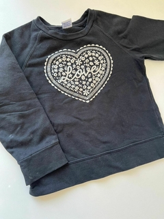 Buzo negro de frisa fina corazon plateado broer 3-4a(10)