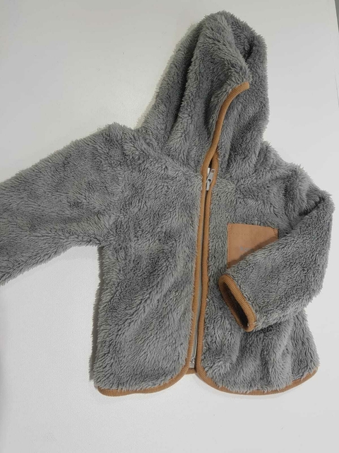 Campera gris peluditca con capucha crayon 12m(254) - comprar online