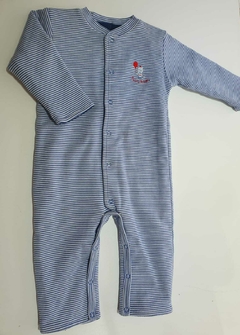 Enterito rayado azul robot doble babycottons rn(243)