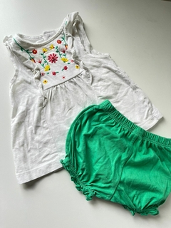 Duo vestido blanco mc y short verde carters 6m(255)