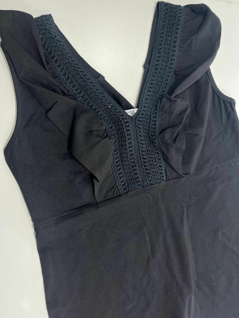 Musculosa algodon elastizado volado en el cuello negro ¿Que sera? T.3(357) - comprar online