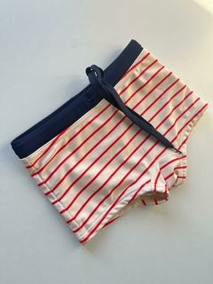 Short de baño beige con lineas rojas akiabara 4a(292)