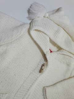 Campera tejida blanco con gorro mimo 3m(79) - comprar online