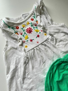 Duo vestido blanco mc y short verde carters 6m(255) - comprar online
