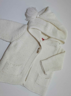 Campera tejida blanco con gorro mimo 3m(79)