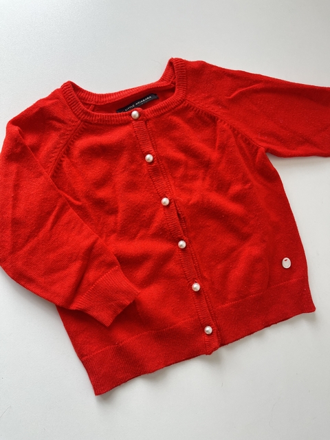 Cardigan rojo de hilo con perlas t12m (113)