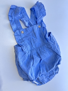 Jardinero celeste volados de Lino H&M t4-6m(157)