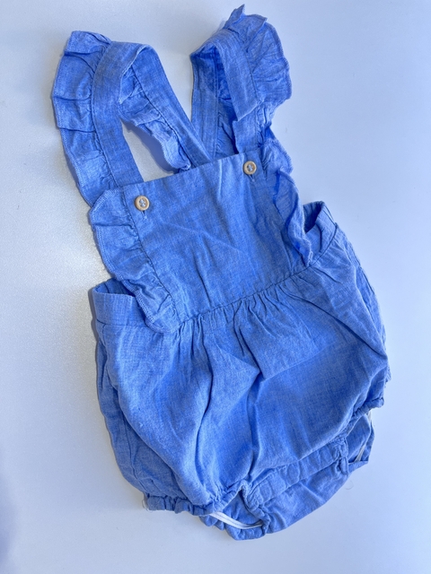 Jardinero celeste volados de Lino H&M t4-6m(157)